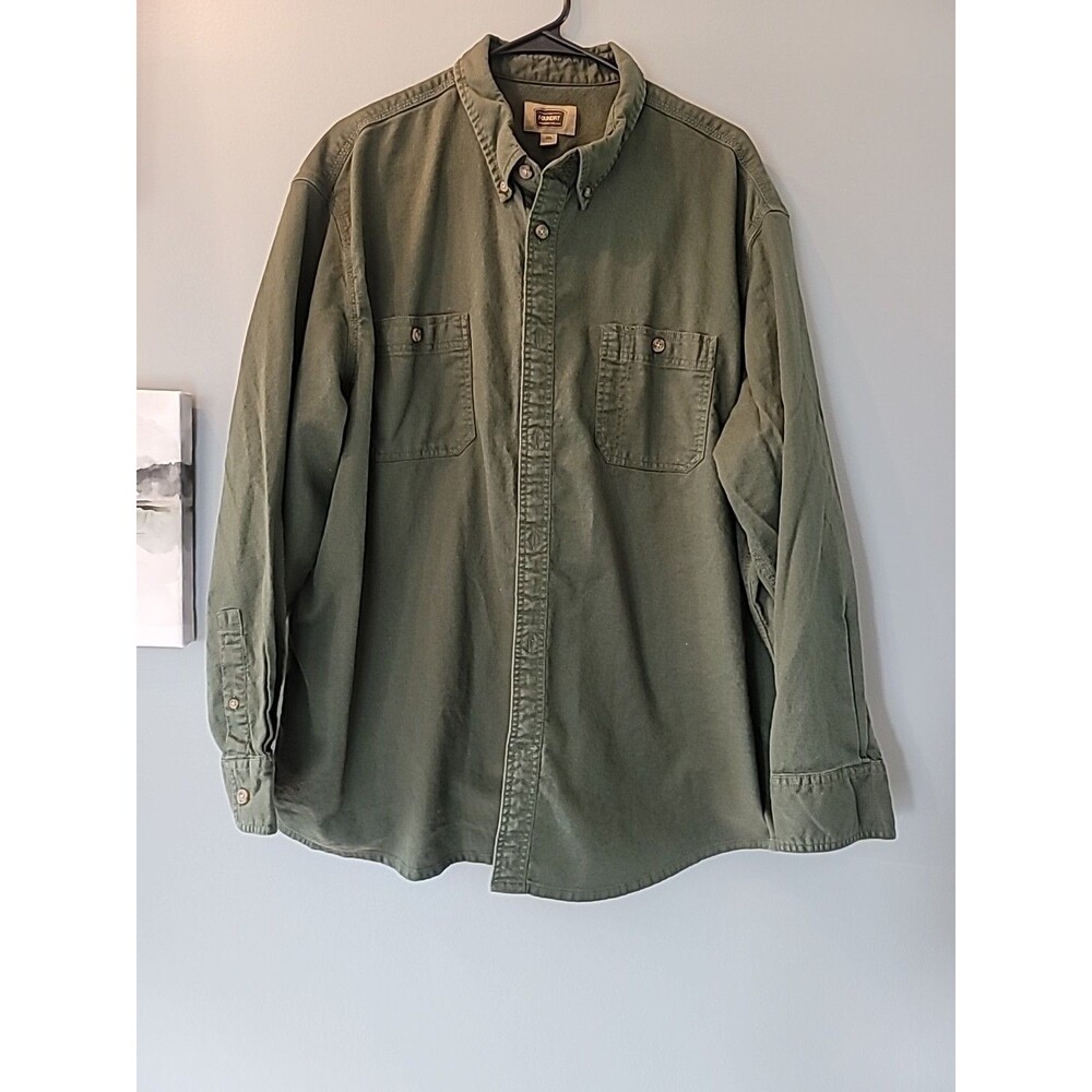 The Foundry Supply Co Men's Button-Down Shirt 2XL Dark Green 100% Cotton